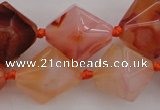 CNG1066 15.5 inches 13*18mm - 16*22mm faceted bicone red agate beads