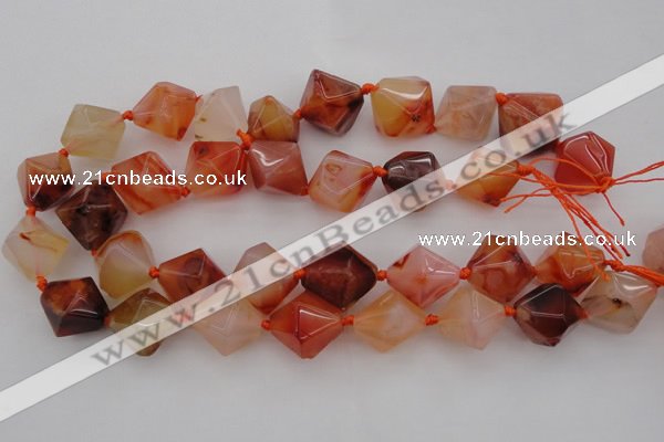 CNG1066 15.5 inches 13*18mm - 16*22mm faceted bicone red agate beads