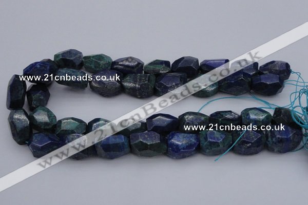CNG1091 15*20mm - 18*25mm faceted nuggets lapis lzuli & chrysocolla beads