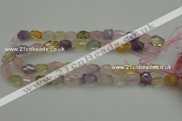 CNG1103 15.5 inches 12*16mm - 13*18mm faceted nuggets mixed quartz beads
