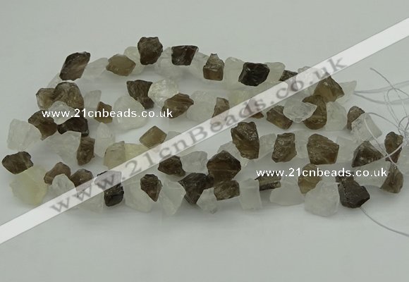 CNG1158 8*12mm - 13*18mm nuggets white crystal & smoky quartz beads