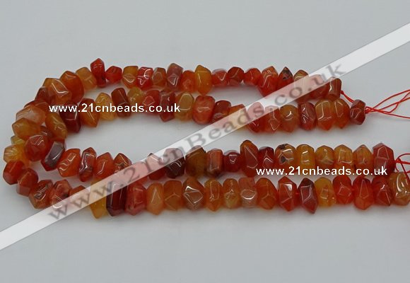 CNG1170 15.5 inches 8*14mm - 10*18mm faceted nuggets carnelian beads