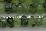 CNG1179 15.5 inches 6*14mm - 8*14mm nuggets green rutilated quartz beads