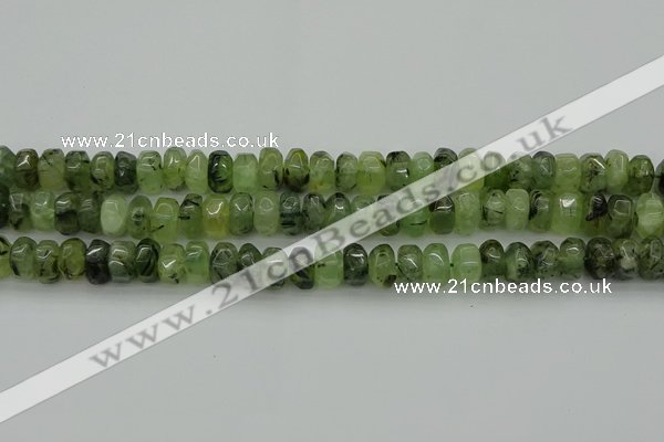 CNG1179 15.5 inches 6*14mm - 8*14mm nuggets green rutilated quartz beads