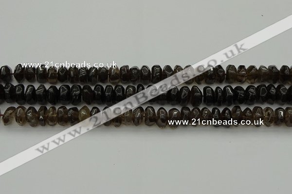 CNG1181 15.5 inches 6*14mm - 8*14mm nuggets smoky quartz beads