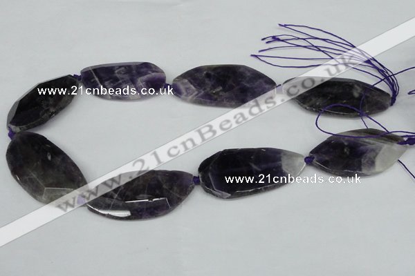 CNG1227 15.5 inches 20*40mm - 25*50mm freeform amethyst beads