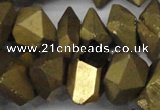 CNG1301 15.5 inches 10*20mm - 15*30mm faceted nuggets plated quartz beads