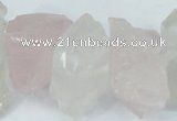 CNG1310 15*22mm – 16*35mm nuggets white crystal & rose quartz beads