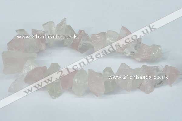 CNG1310 15*22mm – 16*35mm nuggets white crystal & rose quartz beads