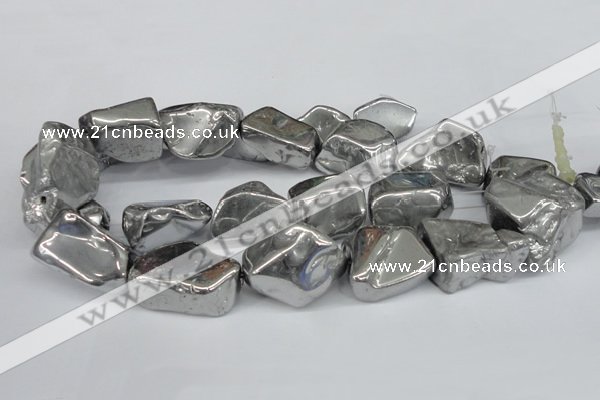 CNG1320 15.5 inches 15*30mm – 25*35mm nuggets plated quartz beads