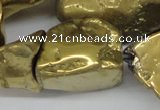 CNG1322 15.5 inches 15*30mm – 25*35mm nuggets plated quartz beads