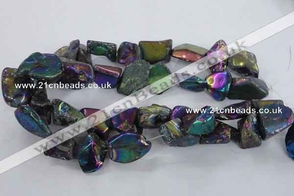 CNG1325 15.5 inches 15*20mm - 22*30mm nuggets plated quartz beads