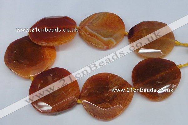 CNG1347 15.5 inches 52*55mm faceted freeform agate beads