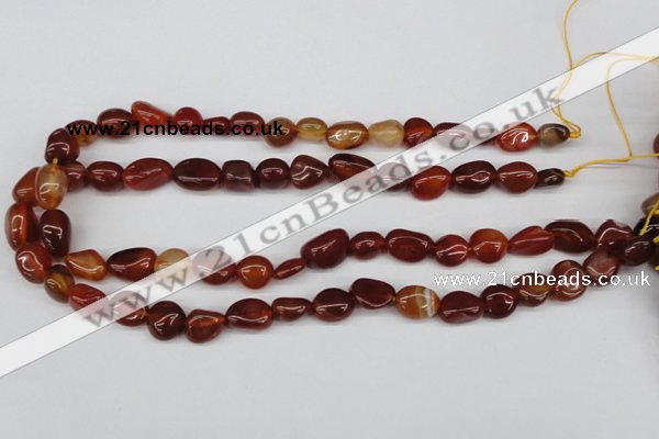 CNG14 15.5 inches 9*14mm nuggets red agate gemstone beads