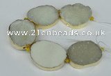 CNG1497 8 inches 30*35mm - 35*45mm freeform agate beads with brass setting