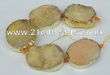 CNG1498 8 inches 30*35mm - 35*45mm freeform agate beads with brass setting