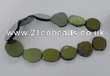 CNG1502 15.5 inches 22*25mm - 30*35mm freeform plated agate beads