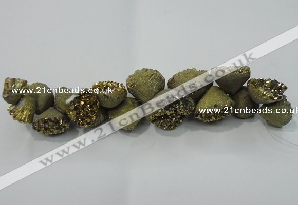 CNG1538 7.5 inches 10*14mm - 15*20mm nuggets plated druzy agate beads