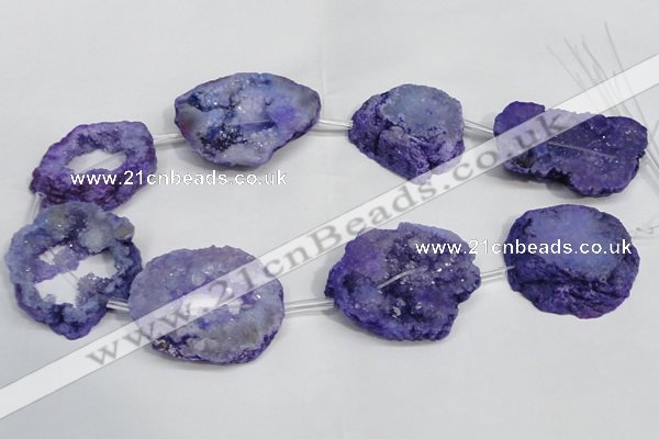 CNG1562 30*35mm - 35*40mm freeform plated druzy agate beads