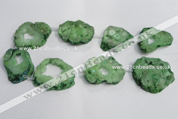 CNG1564 30*40mm - 40*50mm freeform plated druzy agate beads