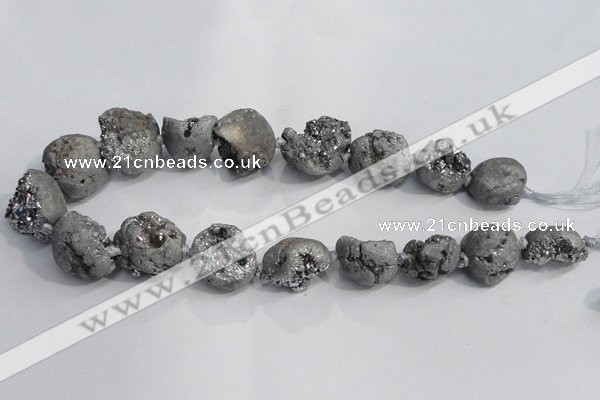 CNG1577 18*25mm - 20*30mm nuggets plated druzy agate beads