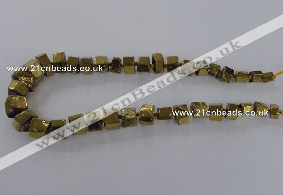 CNG1582 15.5 inches 8*12mm - 12*20mm nuggets plated quartz beads