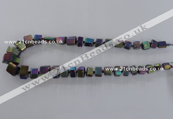 CNG1583 15.5 inches 8*12mm - 12*20mm nuggets plated quartz beads