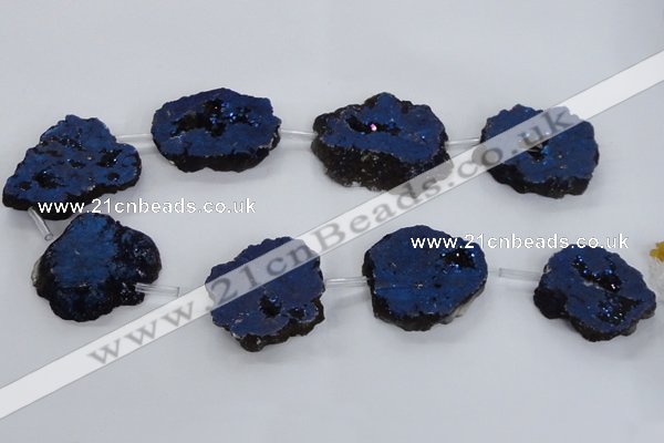 CNG1588 15.5 inches 30*35mm - 35*40mm freeform plated druzy agate beads