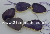 CNG1622 8 inches 35*50mm - 45*55mm freeform agate beads with brass setting