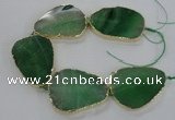 CNG1624 8 inches 35*50mm - 45*55mm freeform agate beads with brass setting