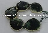 CNG1626 8 inches 40*45mm - 45*50mm freeform agate beads with brass setting