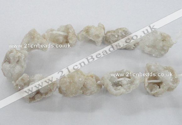 CNG1647 15.5 inches 22*30mm - 25*45mm nuggets plated druzy agate beads