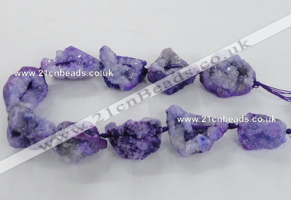 CNG1648 15.5 inches 22*30mm - 25*45mm nuggets plated druzy agate beads