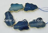 CNG1652 8 inches 35*50mm - 45*65mm freeform agate beads with brass setting