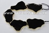 CNG1653 8 inches 35*50mm - 45*65mm freeform agate beads with brass setting