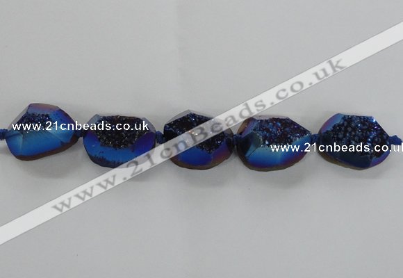 CNG1660 8 inches 20*25mm - 25*30mm freeform plated druzy agate beads