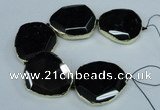 CNG1686 8 inches 40*45mm - 45*50mm freeform agate beads with brass setting