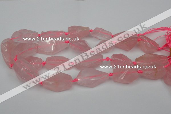 CNG1703 15.5 inches 15*20mm - 18*38mm nuggets rose quartz beads