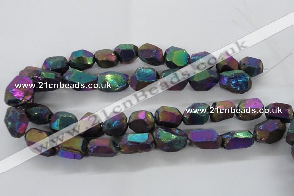 CNG1799 13*18mm - 15*20mm faceted nuggets plated quartz beads