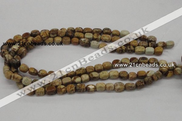 CNG208 15.5 inches 8*10mm nuggets picture jasper gemstone beads