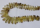 CNG2153 15.5 inches 8*25mm - 10*40mm faceted nuggets lemon quartz beads