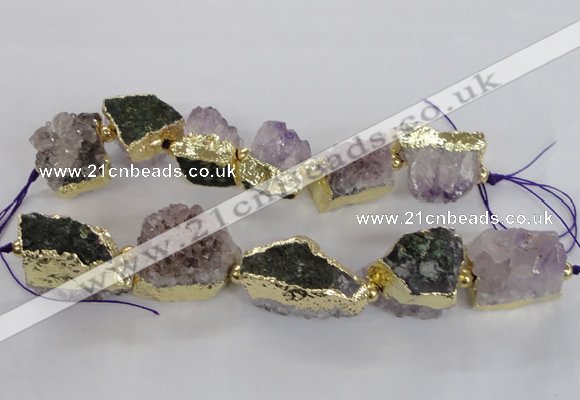 CNG2156 7.5 inches 18*25mm - 22*30mm nuggets druzy amethyst beads