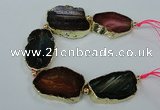 CNG2175 8 inches 30*40mm - 35*45mm freeform agate beads with brass setting