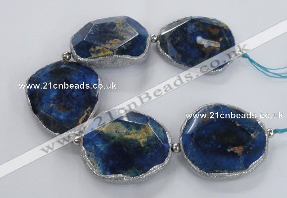 CNG2179 8 inches 40*45mm - 45*50mm freeform agate beads with brass setting