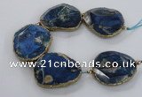 CNG2182 8 inches 40*45mm - 45*50mm freeform agate beads with brass setting