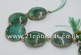 CNG2192 7.5 inches 30mm flat round agate beads with brass setting