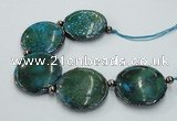 CNG2194 7.5 inches 35mm flat round agate beads with brass setting