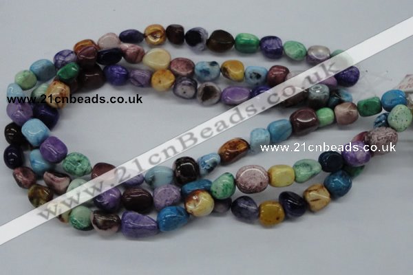 CNG228 15.5 inches 10*14mm nuggets dyed white agate gemstone beads