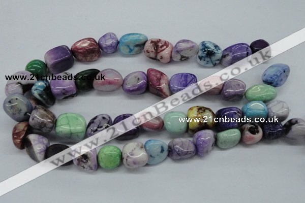 CNG229 15.5 inches 15*20mm nuggets dyed white agate gemstone beads