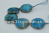 CNG2301 7.5 inches 35mm flat round agate beads with brass setting